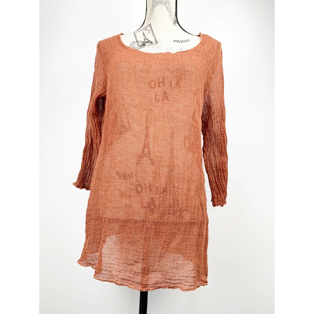 MARILIO Linen Pullover Burnt Orange Blouse M
